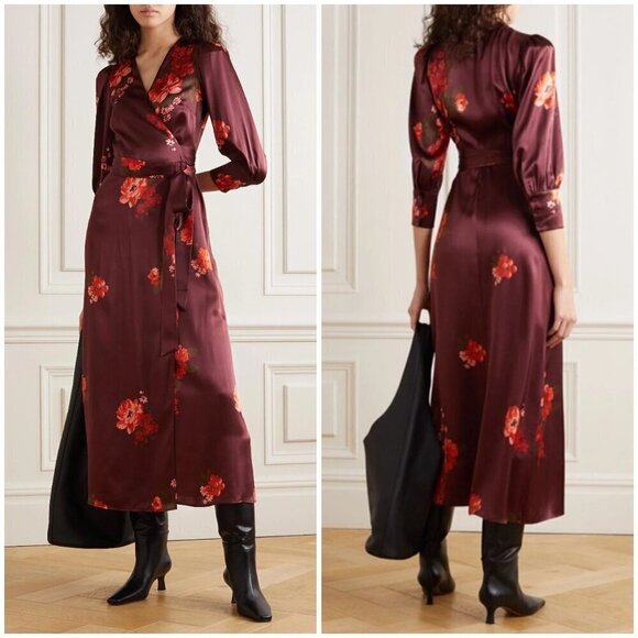 💕REFORMATION💕 Merrick Silk Dress ~ 100% Silk Azusa Floral Print XS NWOT - Picture 7 of 16